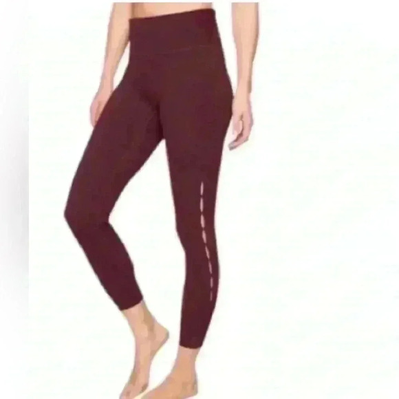 Athleta High Rise Peekaboo 7/8 Tight #869241-02 size XS Burgundy - Picture 1 of 12